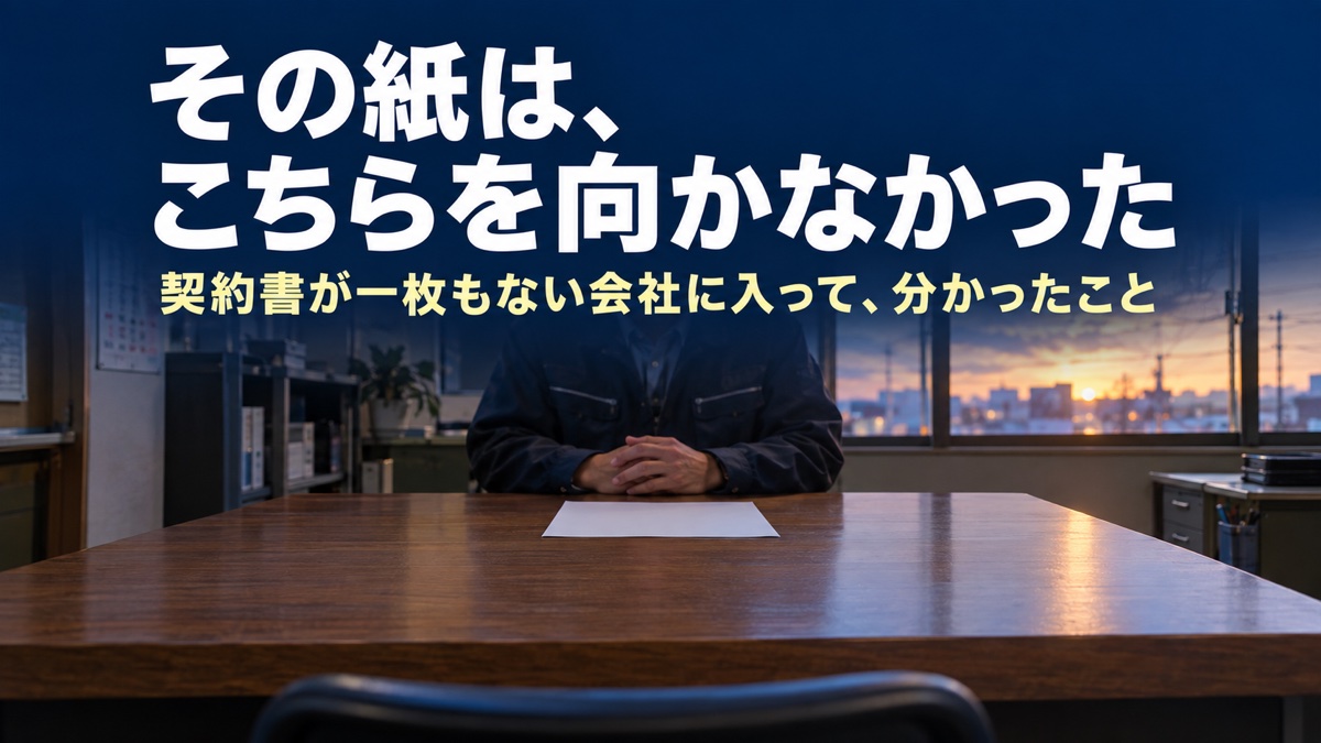 面接のテーブルに置かれた一枚の書類。こちらを向いていない
